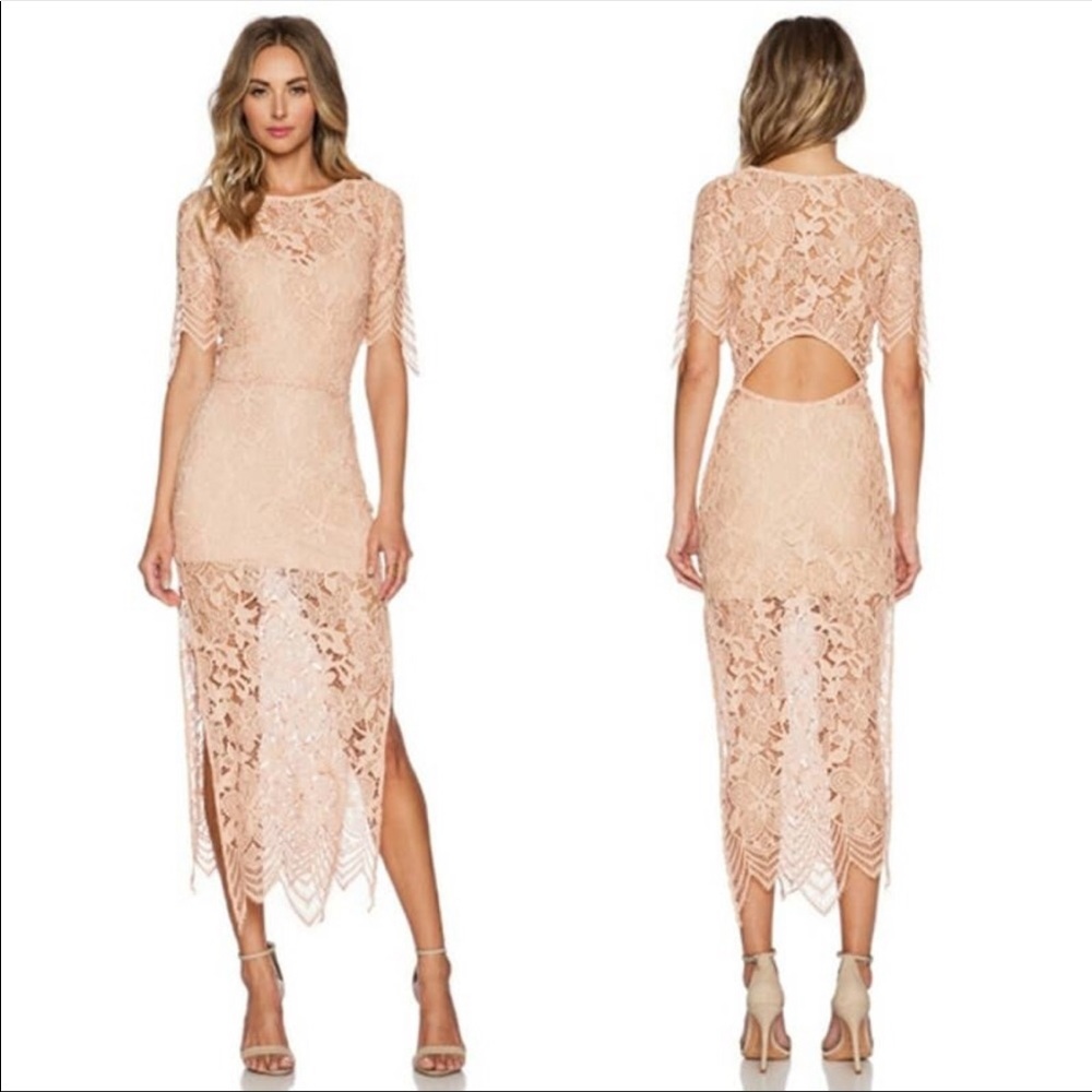 For Love And Lemon Luna Peach Dress Witg No Under Slip